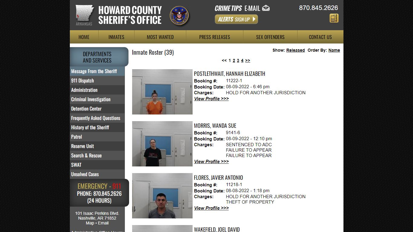 Inmate Roster - Howard County Sheriff's Office