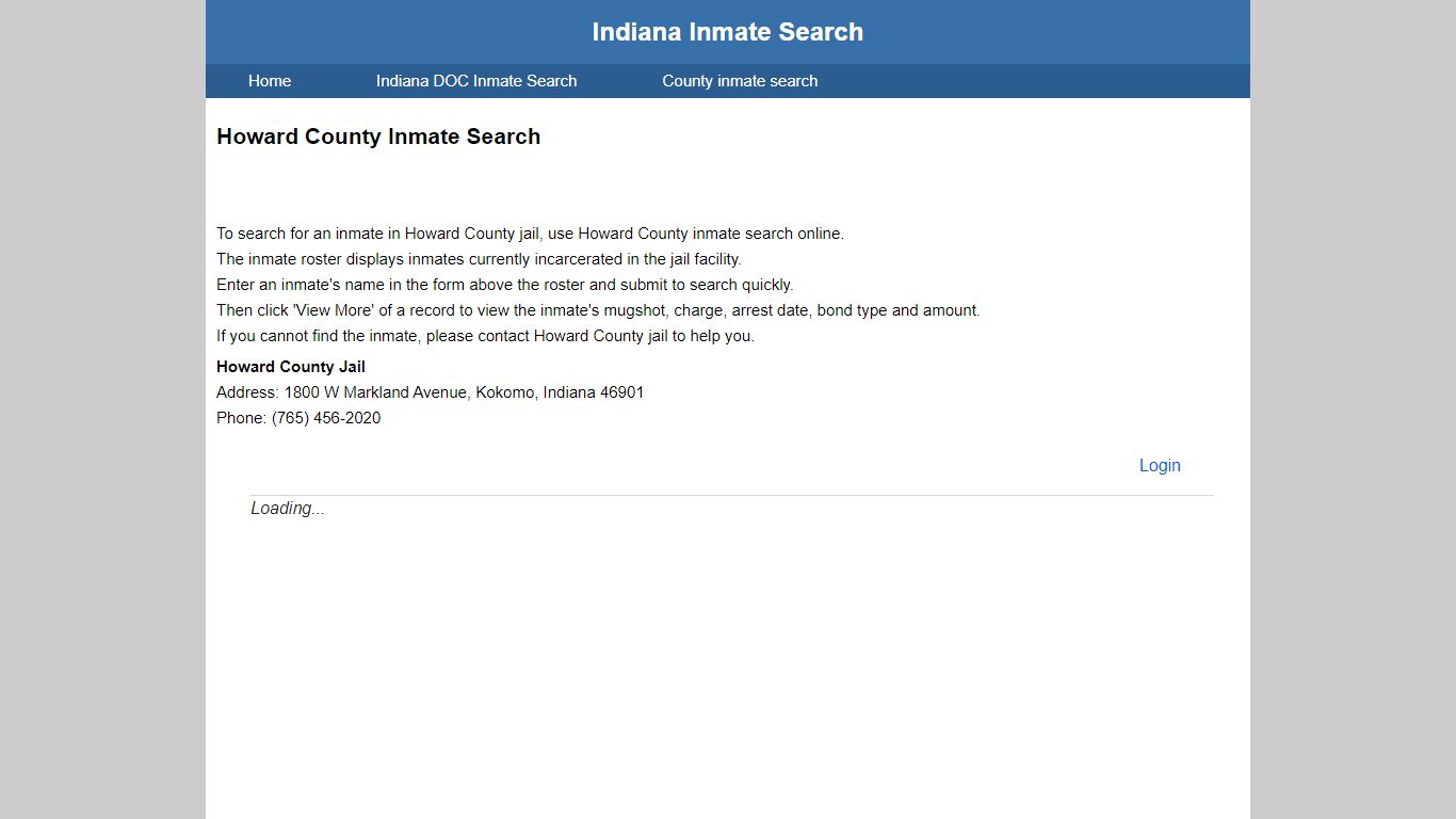 Howard County Jail Inmate Search - Indiana Inmate Search