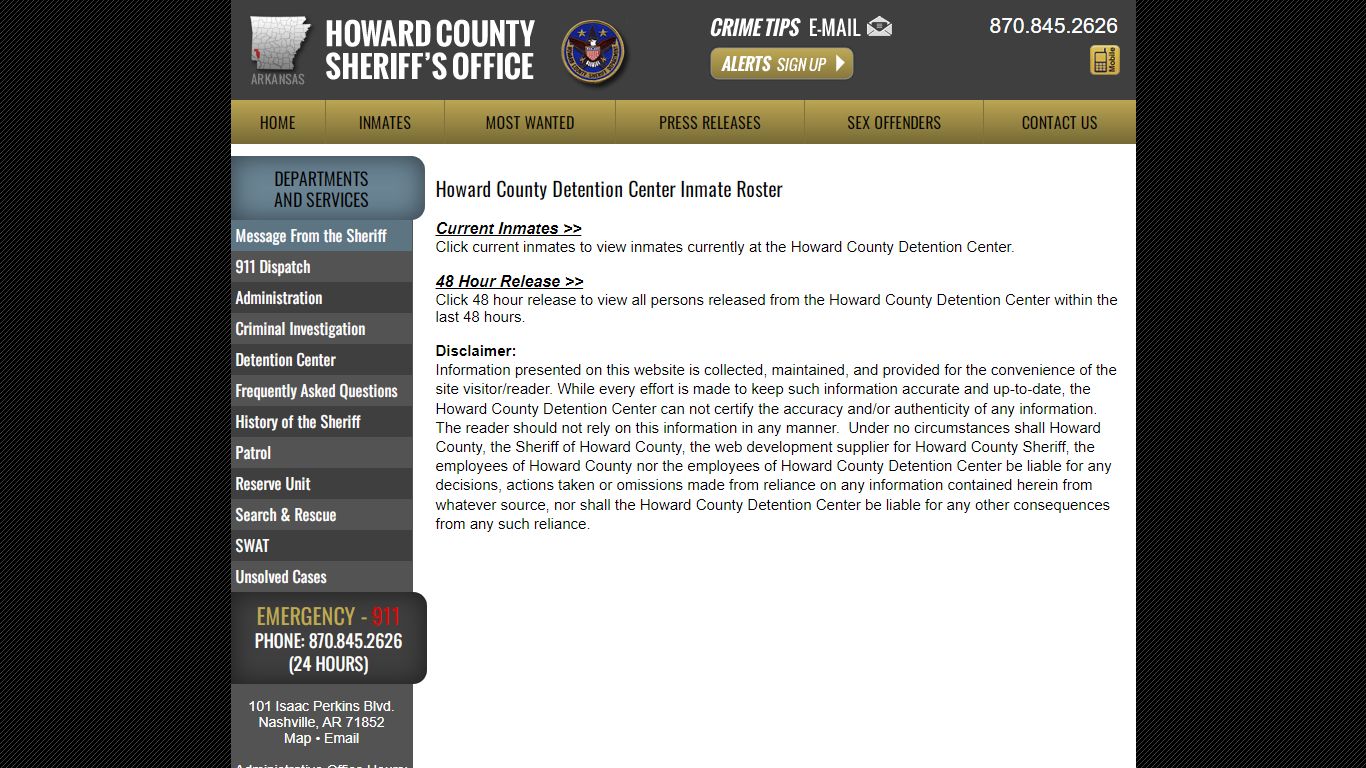 Roster Choose - Howard County Sheriff AR